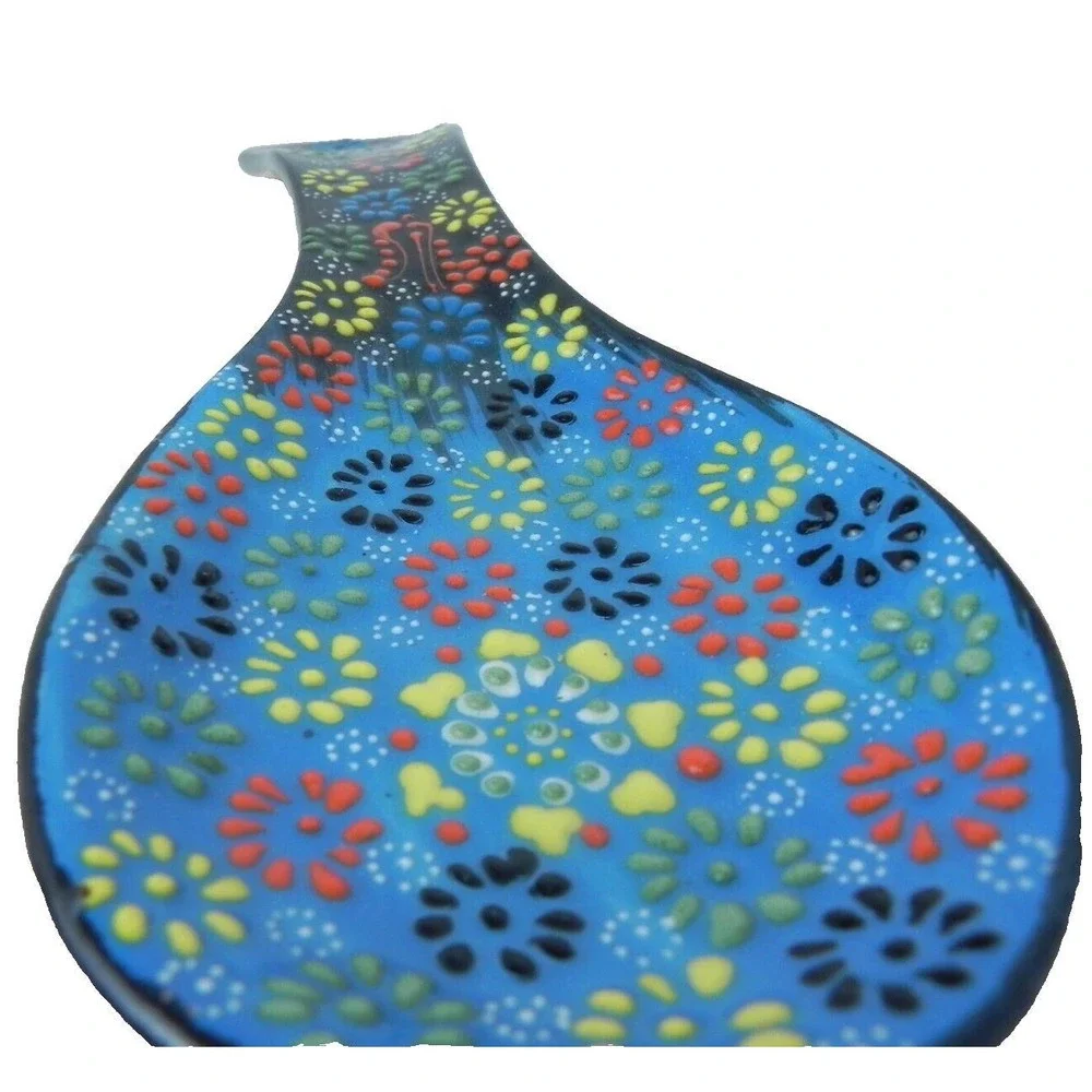 Kitchen‎ Spoon Rest Handmade Hand Painted Turkish Folk Art Blue